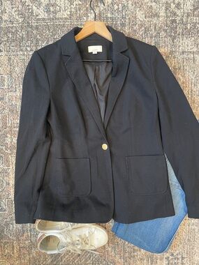 LOFT Black Tailored Blazer 6 Single Button Career Work Jacket Classic Office